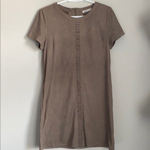 Taupe Suede T-Shirt Dress